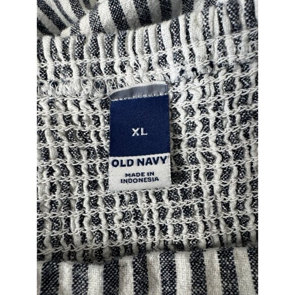 Old Navy Womens Linen Cami Dress XL Blue Striped Coastal Resortwear Cottagecore - Picture 3 of 8